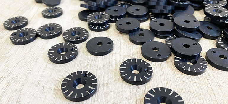 Lasercamp marcatura rondelle allumino anodizzato nero