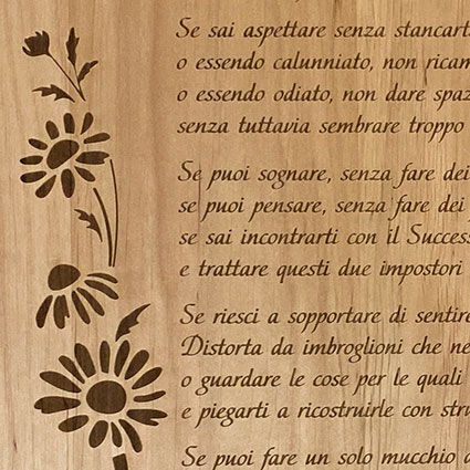 Lasercamp legno massello di ontano inciso